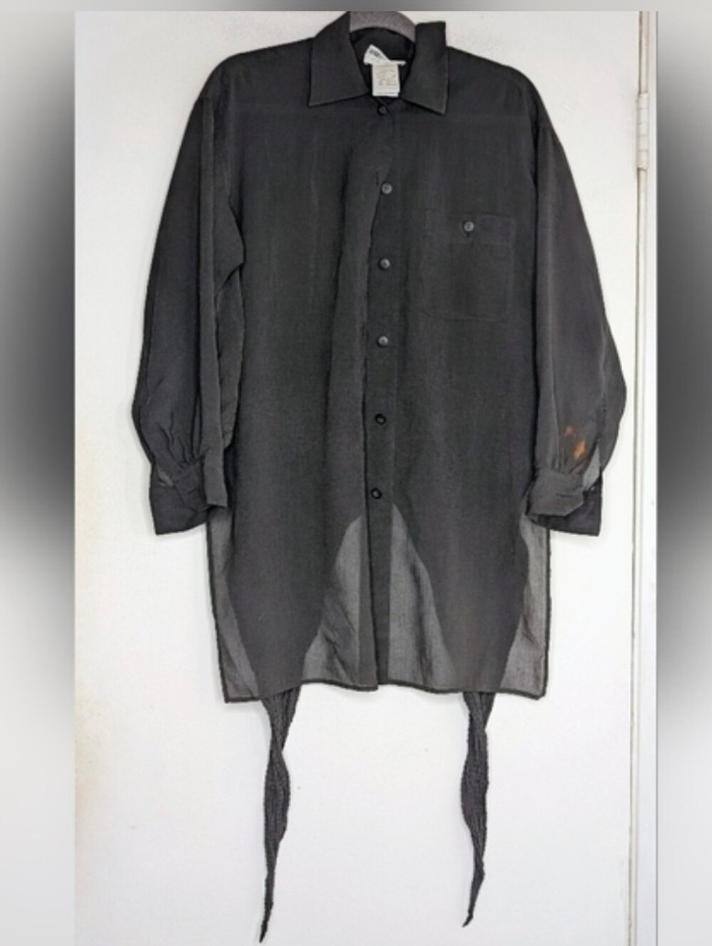 Issey Miyake • Cocoon Style Button Down Shirt w/ Long Pleated Wing Tips